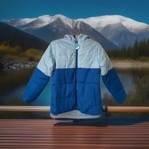 Whales Tail Outerwear Hooded Coat Boys 14/16 Winter Blue Puffer Jacket‎ Zip